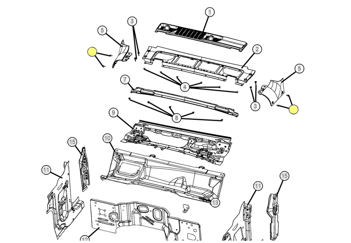 6512430AA-2 6512430AA OE Cowl Torx Head Screw With Washer, Jeep 2020-2024 Gladiator JT, 2018-2024 Wrangler JL
