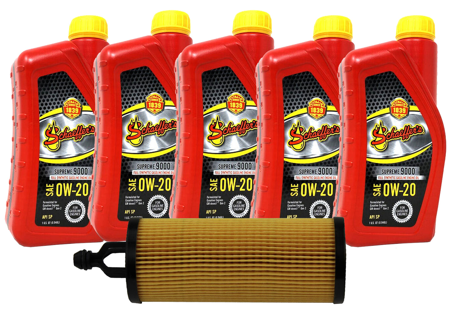Schaeffers Supreme 9000 Full Synthetic 0W-20 Oil Change Kit, Jeep 2020-2025 Gladiator JT, 2018-2025 Wrangler JL, 3.6L V6
