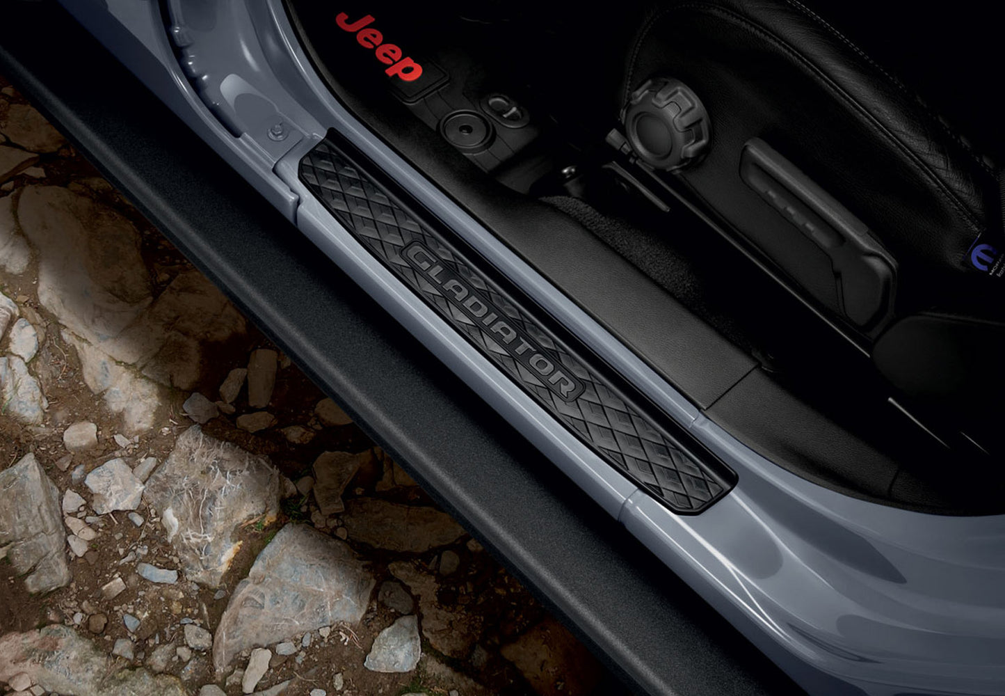 82215551 Genuine Jeep Black Door Sill Guards, Gladiator