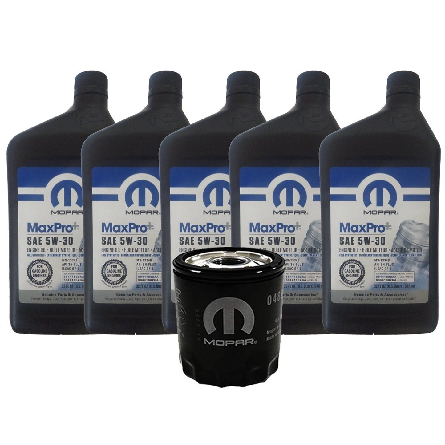 OCK20_b6ec3ad1-738c-4b3f-9c71-f0622946b3fd Full Synthetic 5W-30 Oil Change Kit, 2018-2025 Jeep Wrangler JL, 2.0L IL4 Mopar Kit