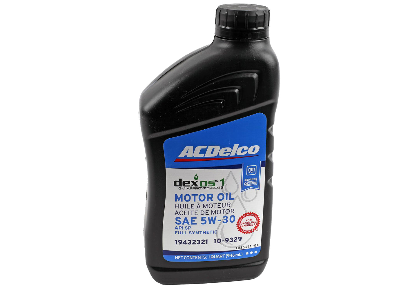 10-9329 ACDelco OE dexos 1 Full Synthetic 5W-30 Oil, 2020-2025 GM 6.6L Gas Engine, 1 Quart