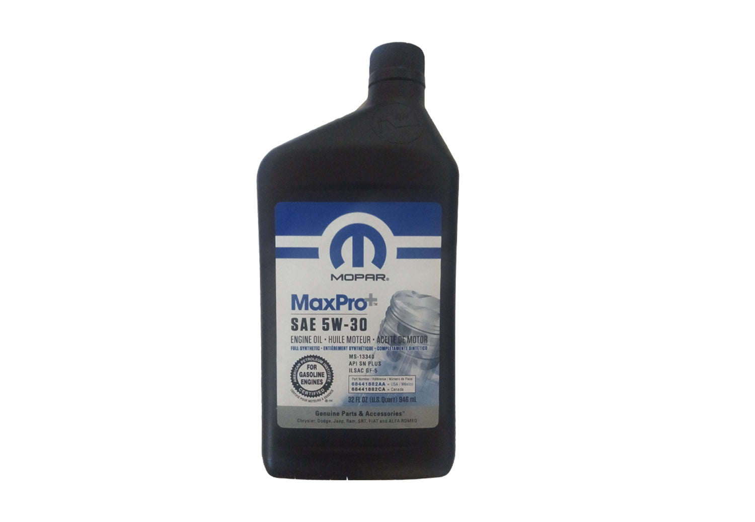 68524018AA Mopar MaxPro+ OE Full Synthetic 5W-30 Oil Change Kit, 2018-2025 Jeep Wrangler JL, 2.0L IL4
