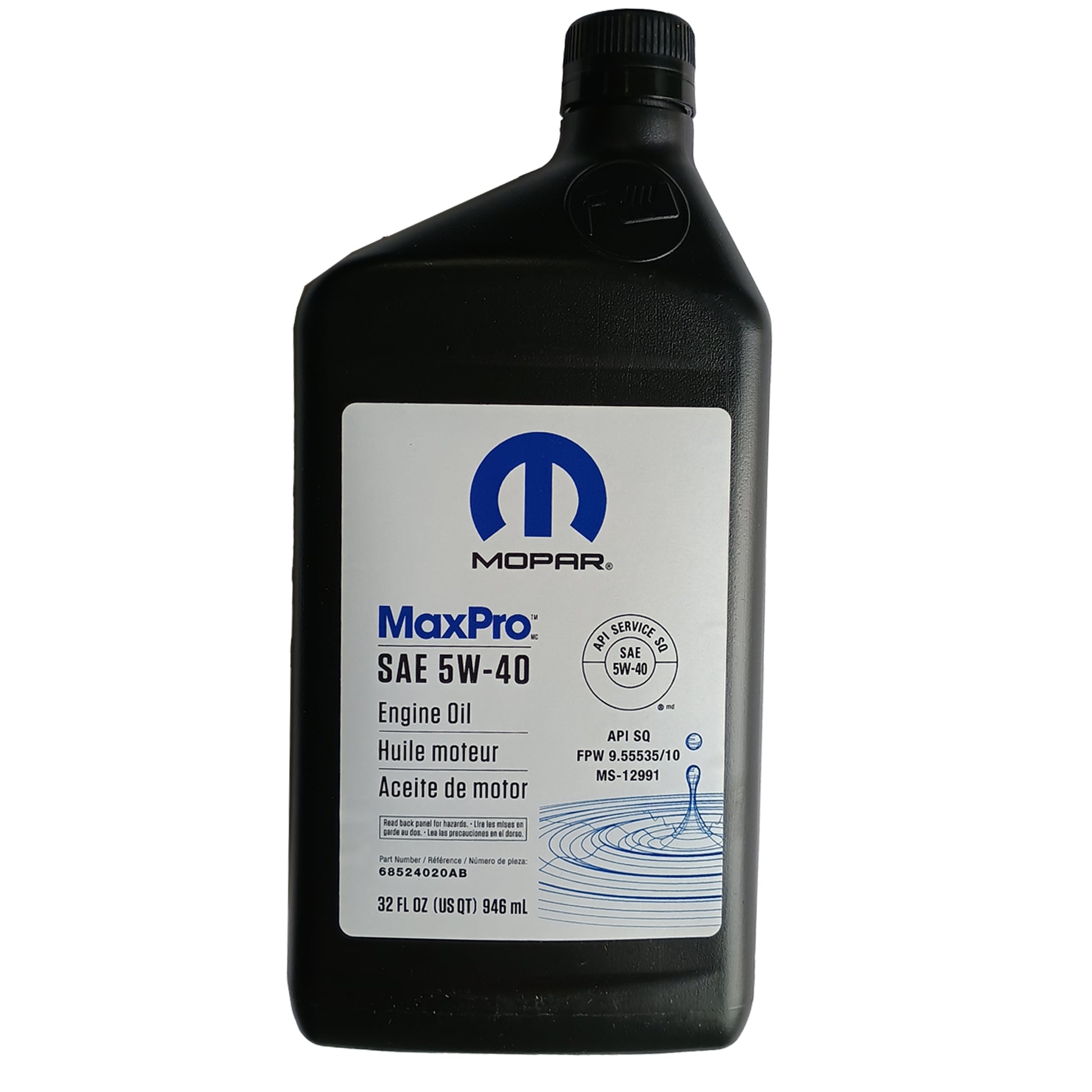 68524020AB Mopar MaxPro OE 5W-40 Oil Change Kit, API Spec MS-12991 for the 2020-2023 Jeep Wrangler JL, 3.0 L EcoDiesel V6