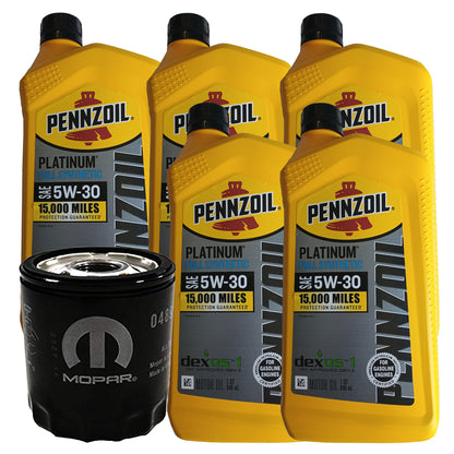 OCK20P Penzoil Ultra Platinum Full Synthetic 5W-30 Oil Change Kit, 2018-2025 Jeep Wrangler JL, 2.0L IL4