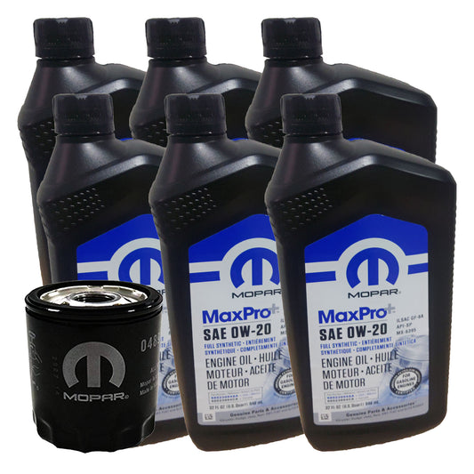 Mopar MaxPro+ OE Full Synthetic 0W-20 Oil Change Kit, 2014-2023 Jeep Cherokee, 2.4L I4 Tigershark
