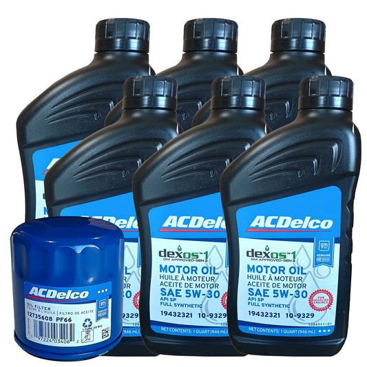 OCK27 ACDelco OE Dexos 1 Full Synthetic 5W-30 Oil Change Kit, 2023-2025 Chevrolet Colorado, GMC Canyon, 2.7L TurboMax 4 Cylinder Gas Engine