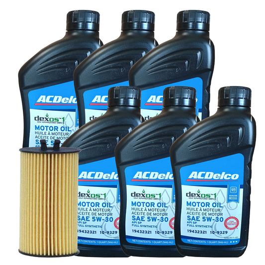 OCK36C1722 ACDelco OE Dexos 1 Full Synthetic 5W-30 Oil Change Kit, 2017-2022 Chevrolet Colorado, GMC Canyon, 3.6L V6