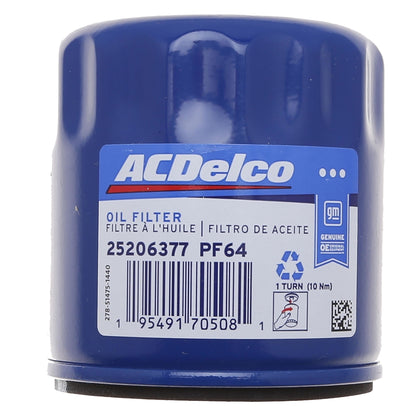 PF64 ACDelco PF64 Engine Oil Filter, 2015-2022 Chevrolet Colorado, GMC Canyon, 2.5L 4 Cylinder