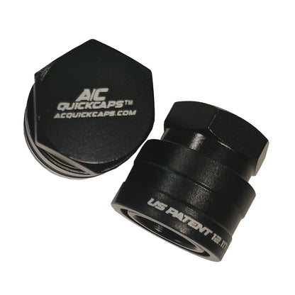 R134A-R1234YF-Black Leak-Proof Air Conditioning A/C Quick Caps for R134A and R1234YF Systems, 2019-2026 Dodge Ram 2500/3500 Black