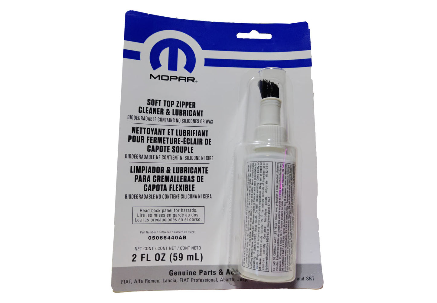 5066440AC Mopar OE Soft Top Zipper Cleaner and Lubricant, Jeep 2020-2023 Gladiator JT, 2018-2024 Wrangler JL