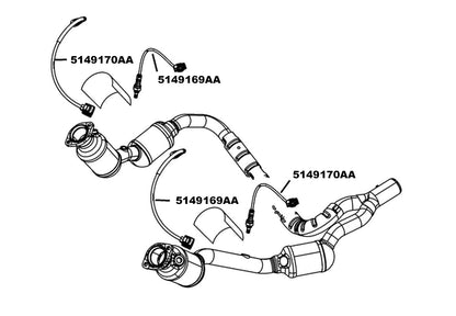 5149169AA Jeep Mopar Oxygen Sensor, Wrangler JK, 3.8L V6 diagram
