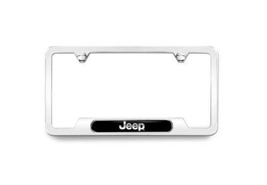 82213251AB Jeep Mopar License Plate Frame, Polished with Jeep Logo, Gladiator, Wrangler