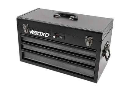 Boxo ECC20301-002R2SBK1 117-Piece SAE Tool Set with Black 3-Drawer Hand Carry Box